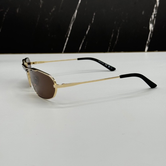 NEW BALENCIAGA BB0245S 003 UNISEX SUNGLASSES BB 0245S GOLD METAL OVAL EYEWEAR - Picture 6 of 10